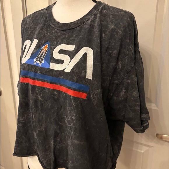 NASA grey acid wash logo cropped tee size XL - Picture 7 of 10